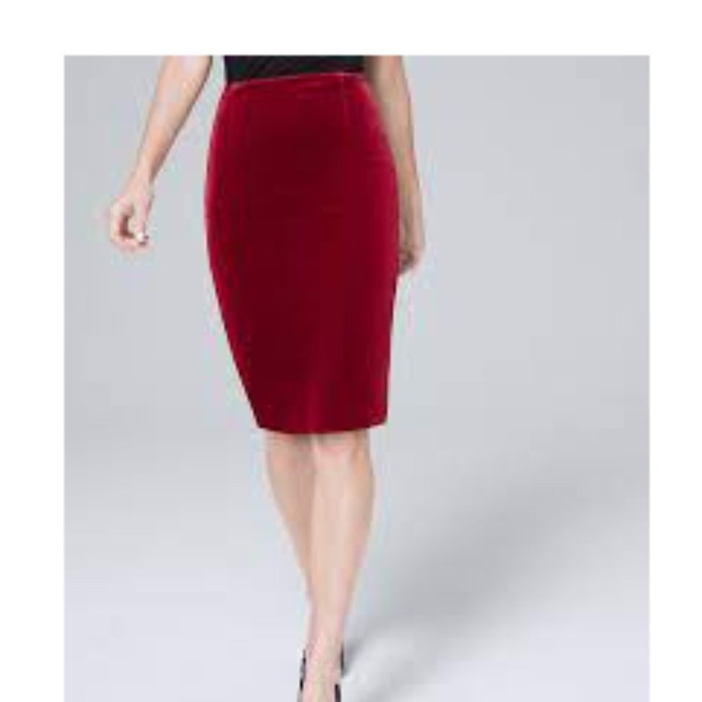 new white house black market red velvet pencil skirt 2